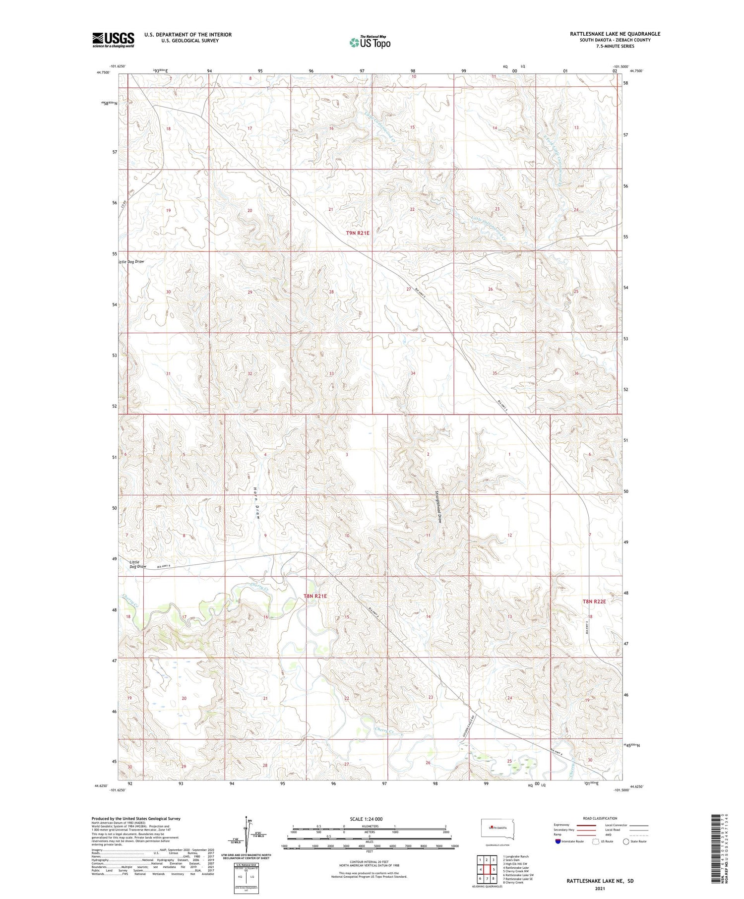 Rattlesnake Lake NE South Dakota US Topo Map Image