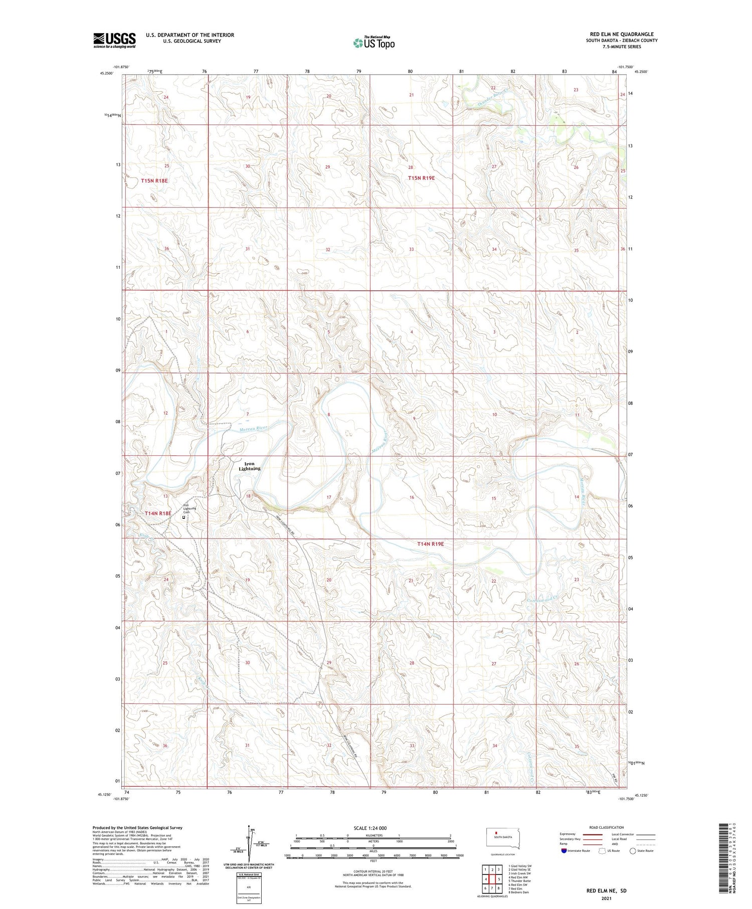 Red Elm NE South Dakota US Topo Map Image