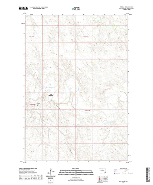 Red Elm NE South Dakota US Topo Map Image