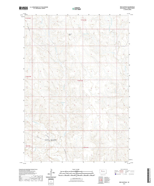 Red Scaffold South Dakota US Topo Map Image