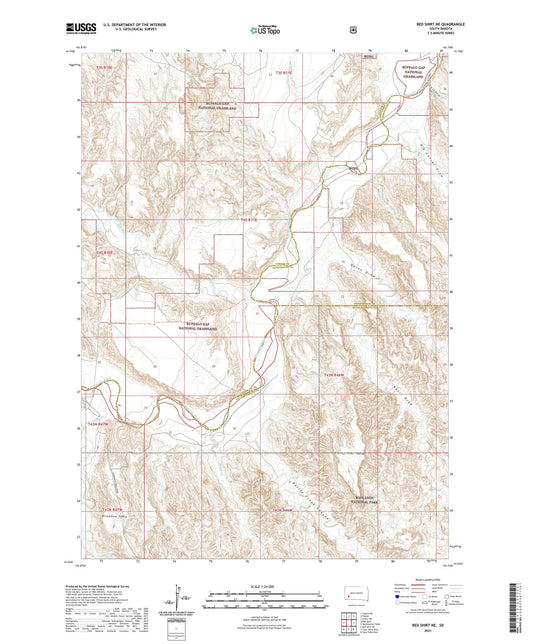 Red Shirt NE South Dakota US Topo Map Image