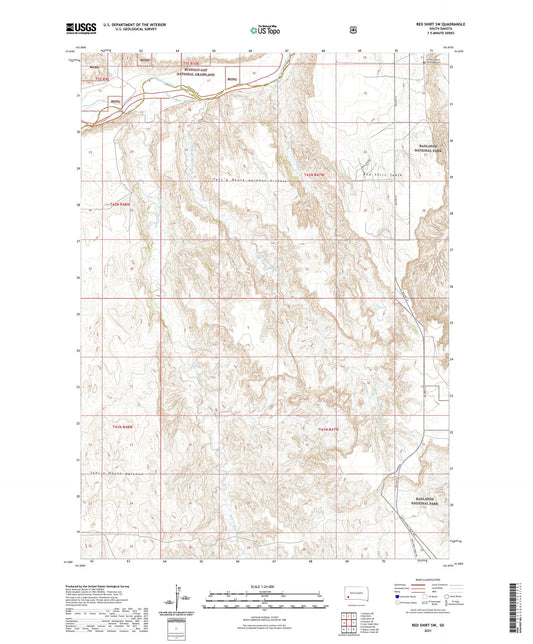 Red Shirt SW South Dakota US Topo Map Image