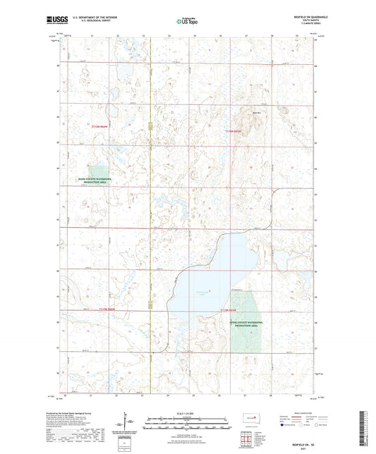 Redfield SW South Dakota US Topo Map Image