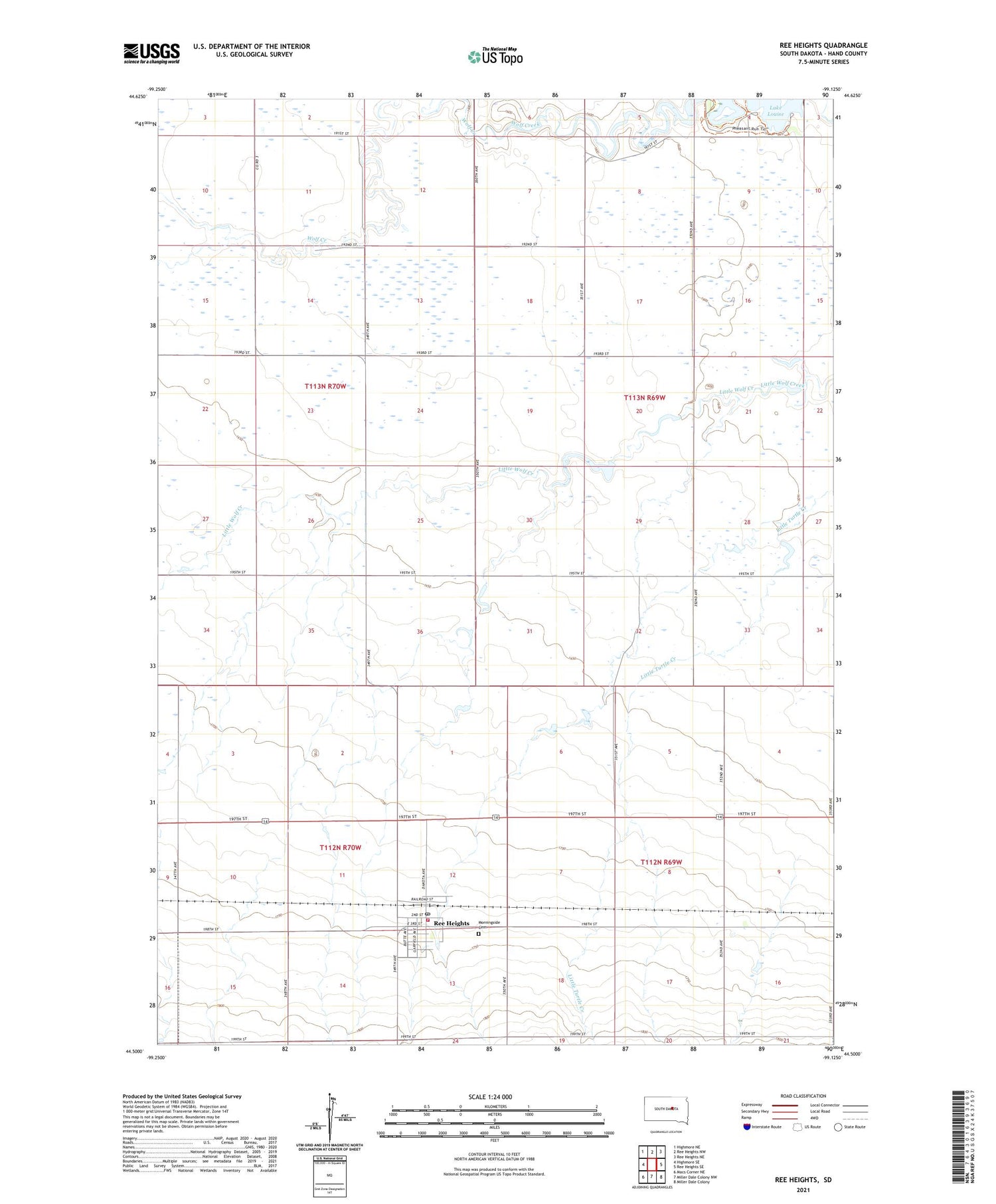 Ree Heights South Dakota US Topo Map Image