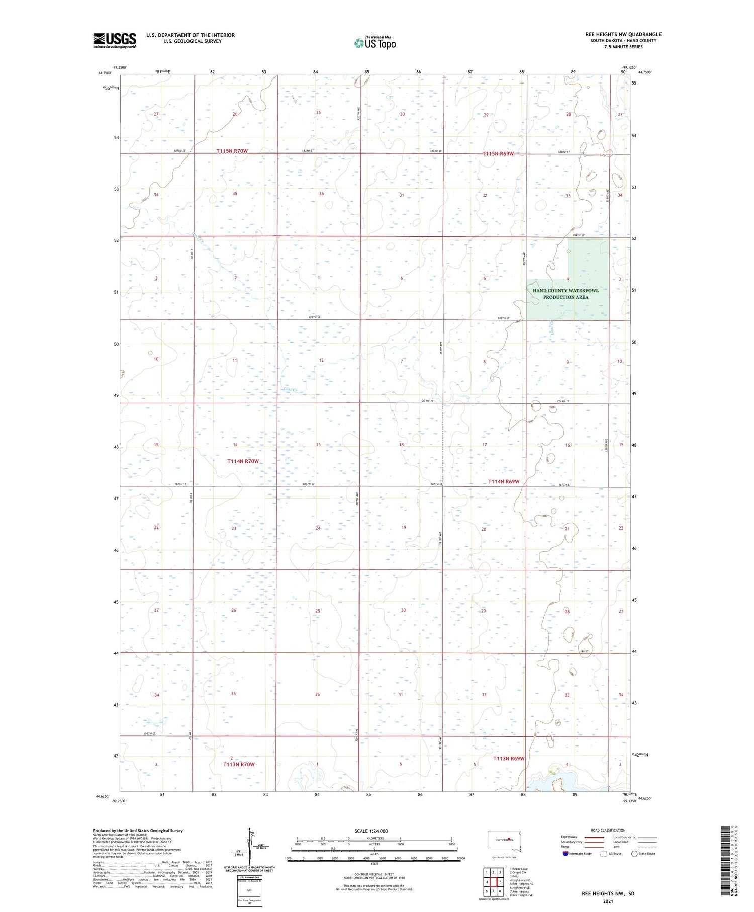 Ree Heights NW South Dakota US Topo Map Image