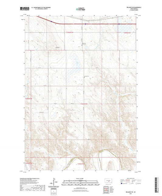 Reliance SW South Dakota US Topo Map Image