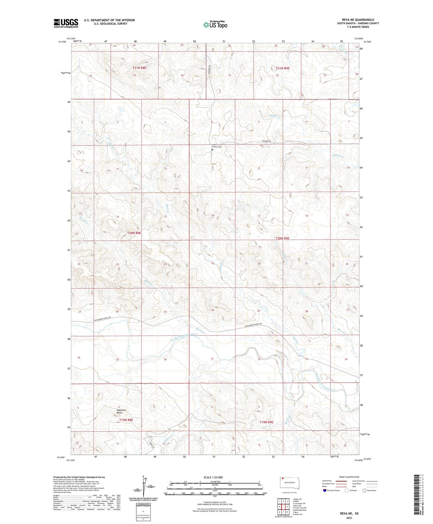 Reva NE South Dakota US Topo Map Image