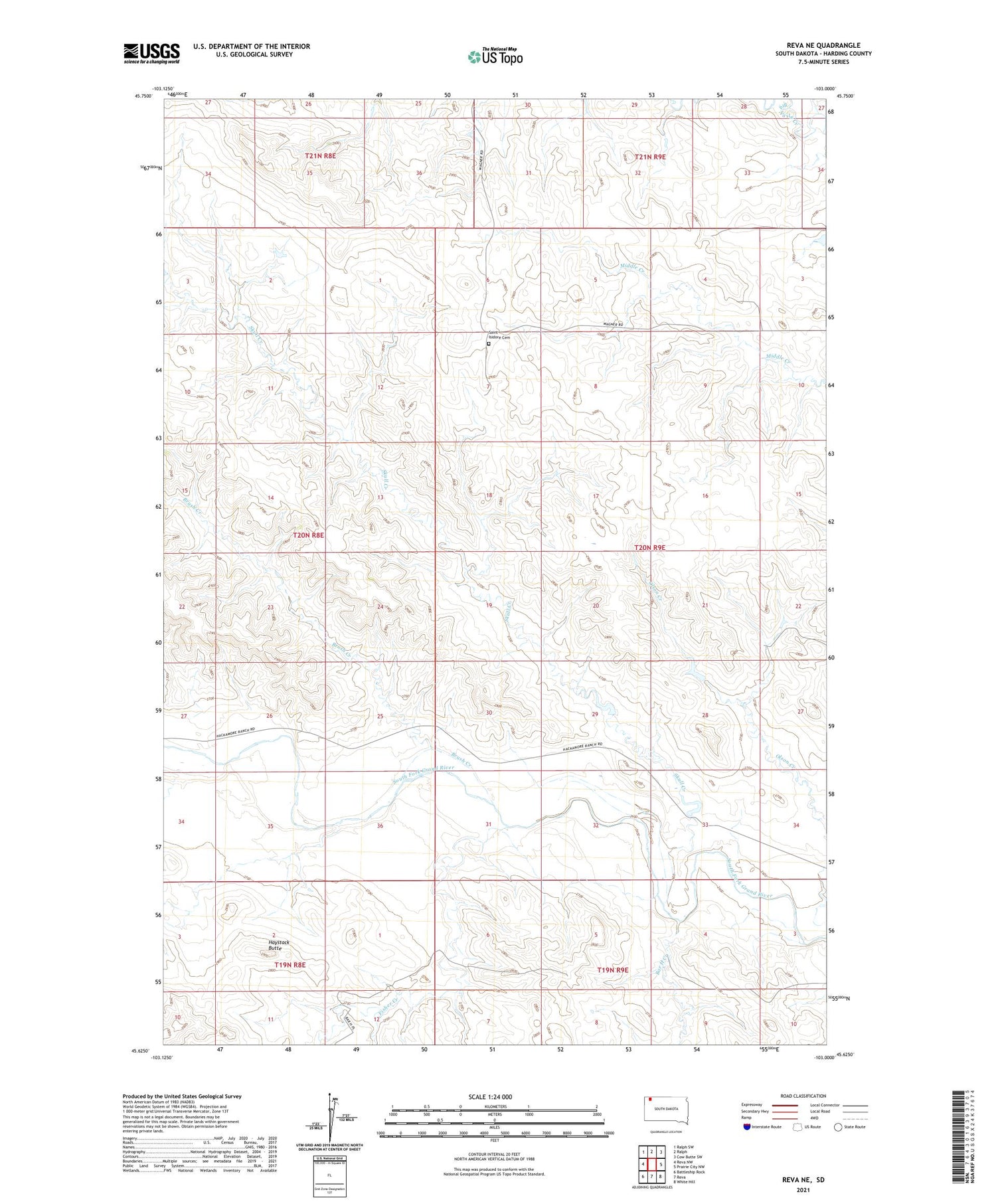 Reva NE South Dakota US Topo Map Image