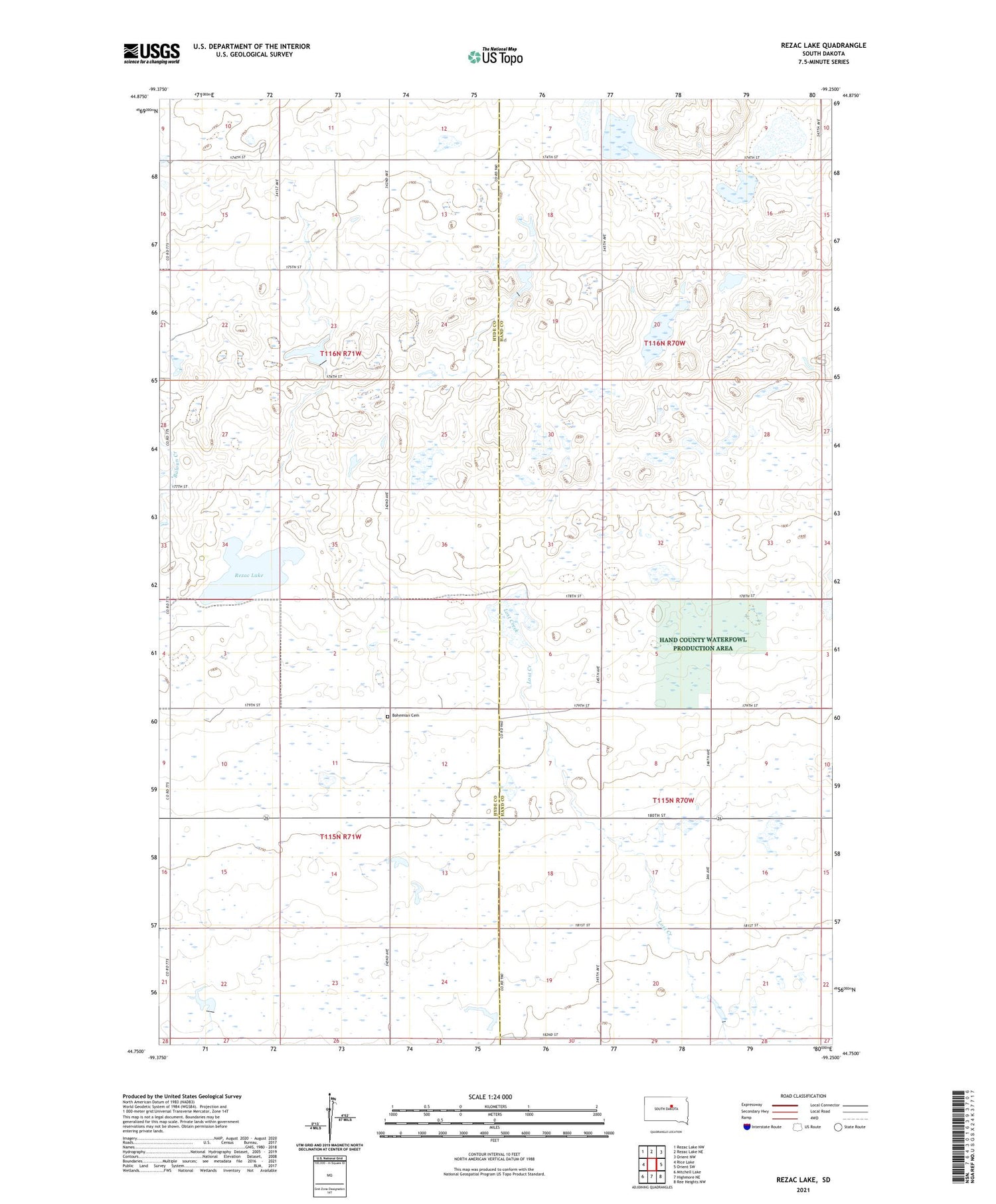 Rezac Lake South Dakota US Topo Map Image