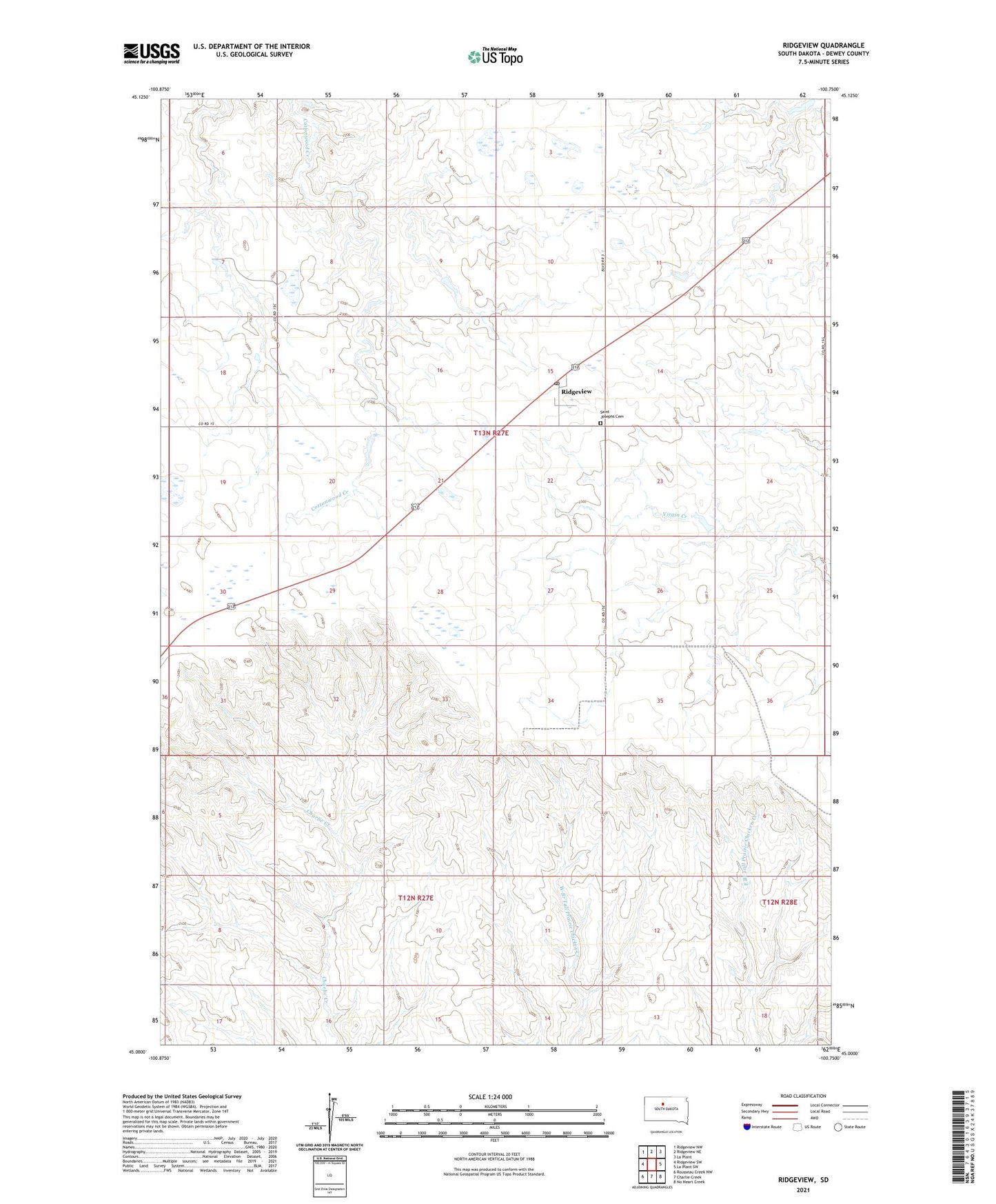 Ridgeview South Dakota US Topo Map Image