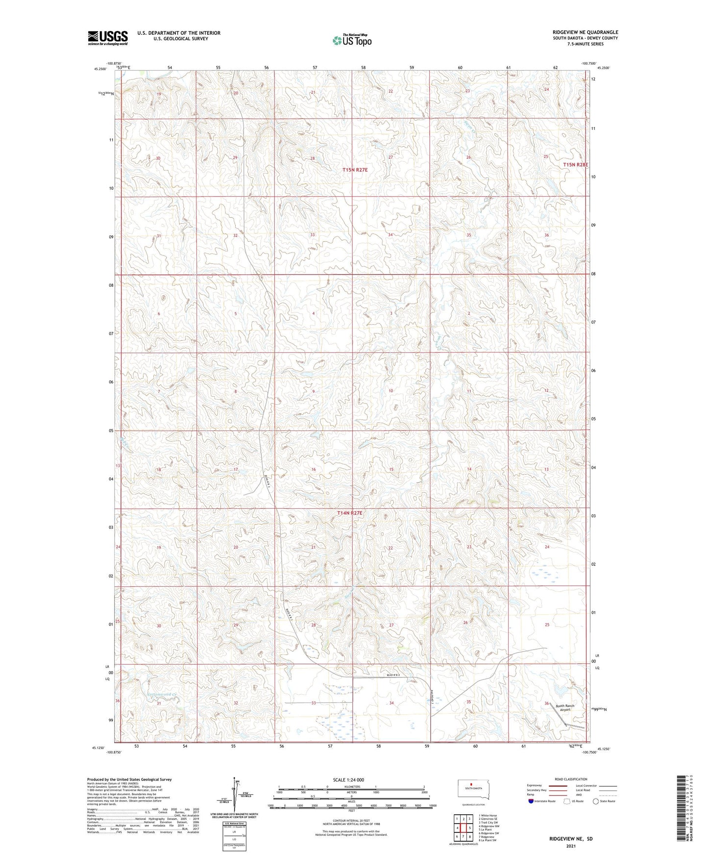Ridgeview NE South Dakota US Topo Map Image