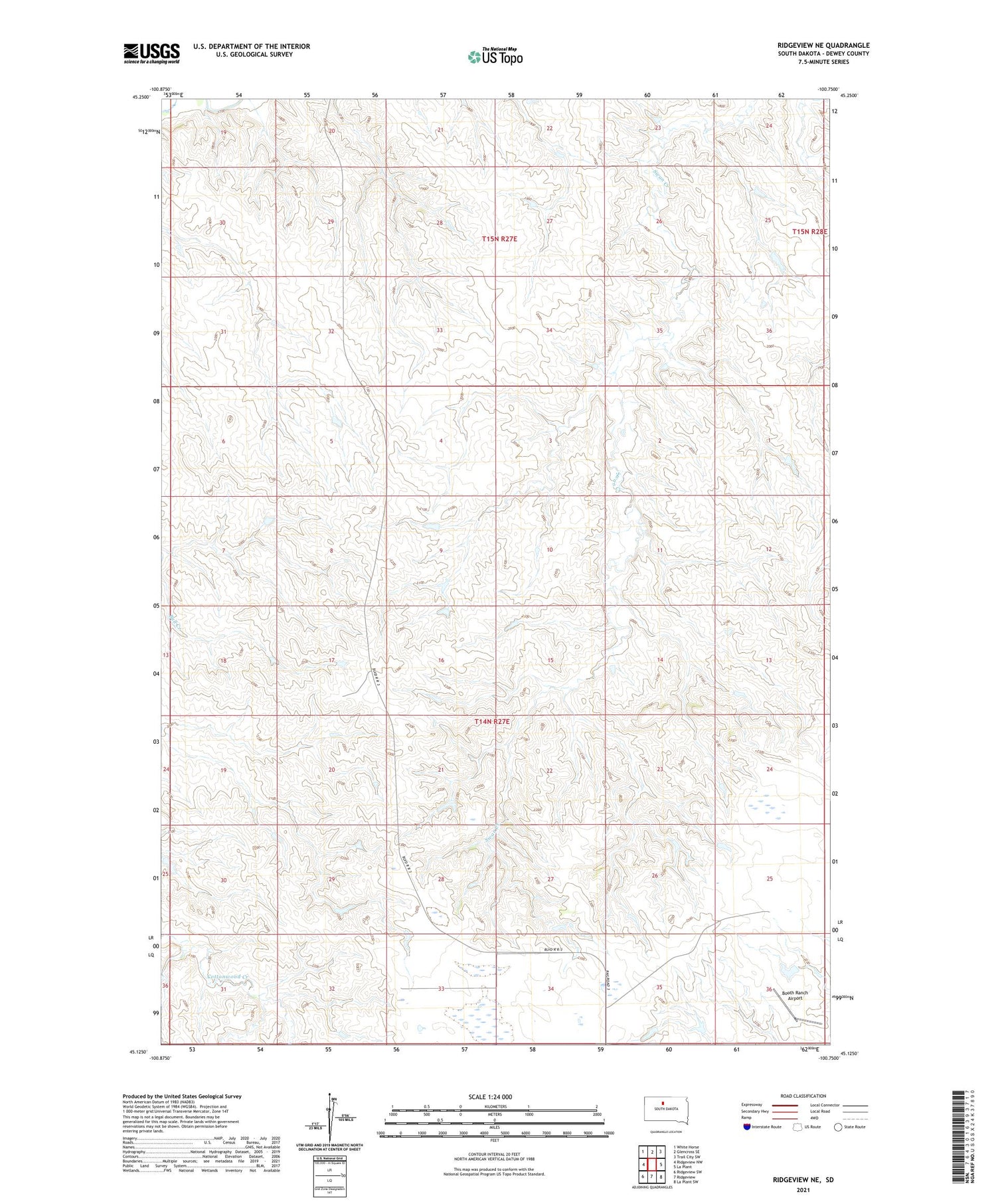 Ridgeview NE South Dakota US Topo Map Image