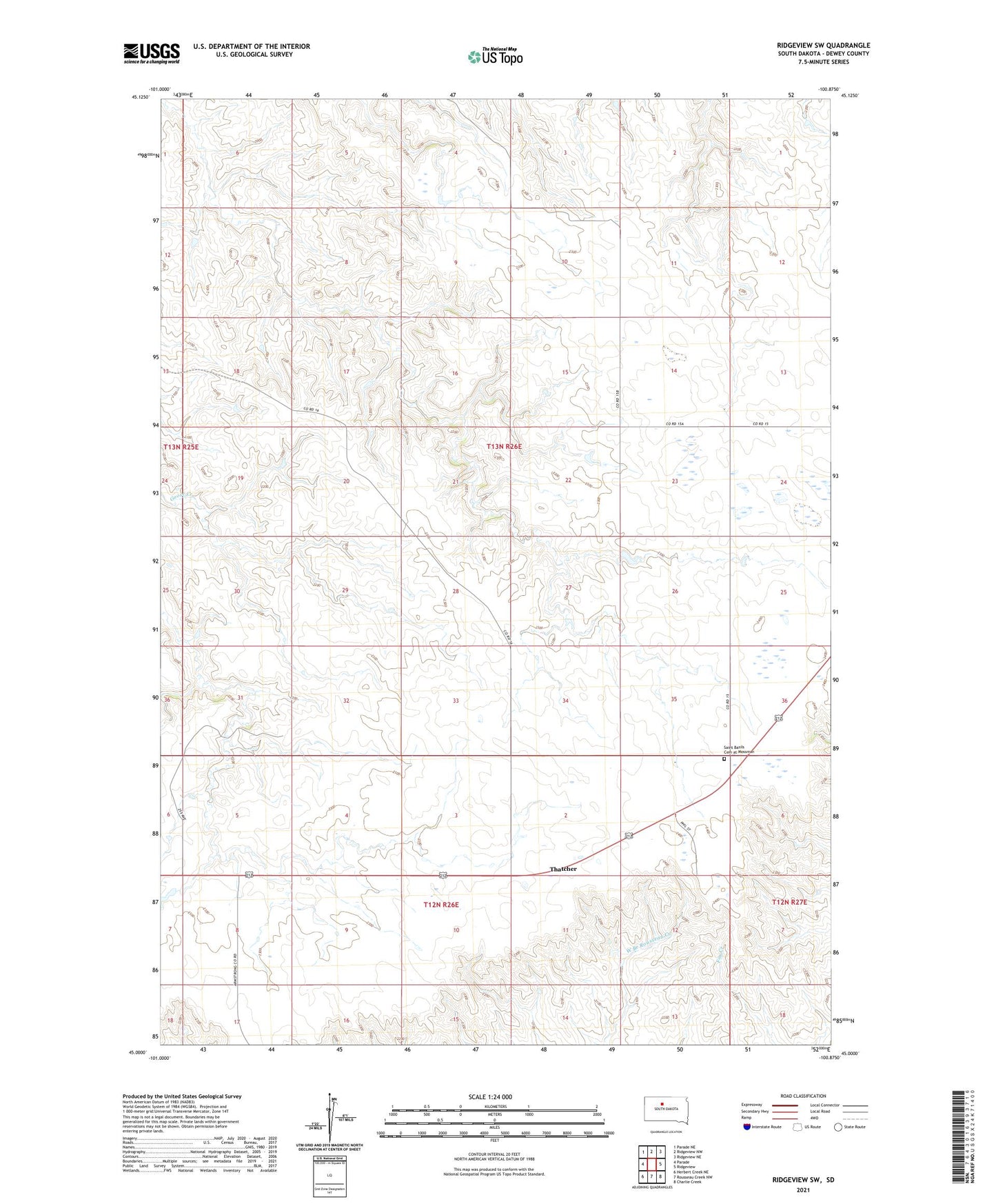 Ridgeview SW South Dakota US Topo Map Image