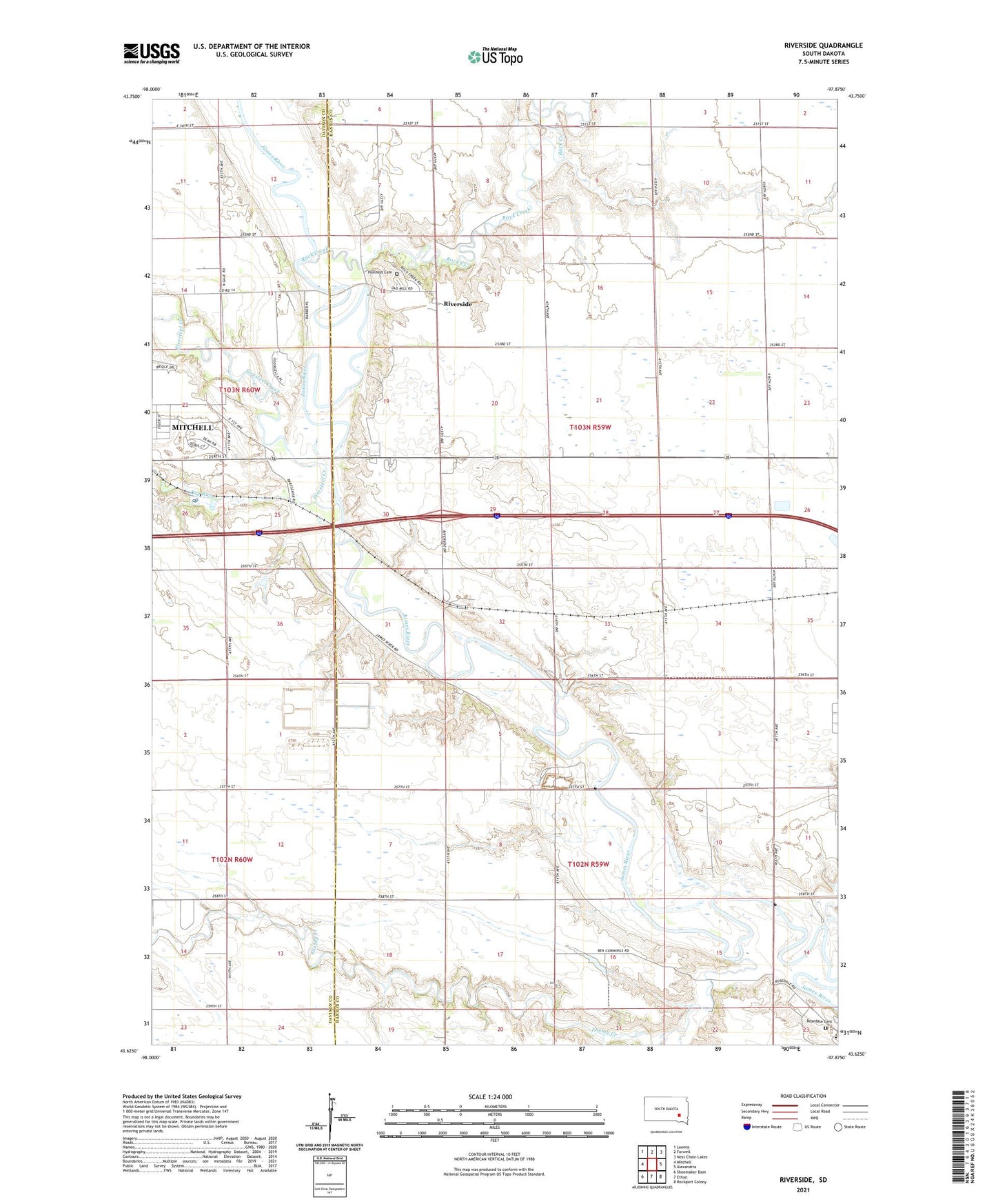 Riverside South Dakota US Topo Map Image