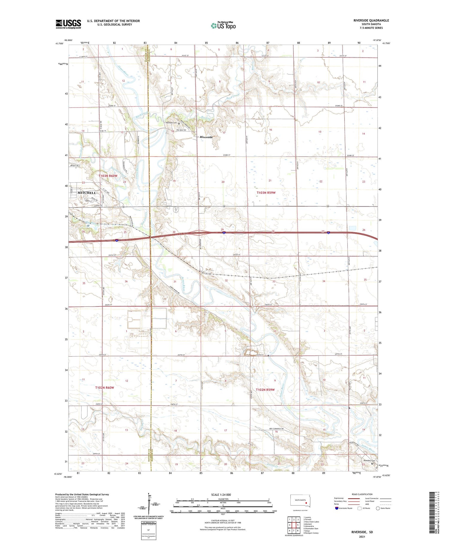 Riverside South Dakota US Topo Map Image