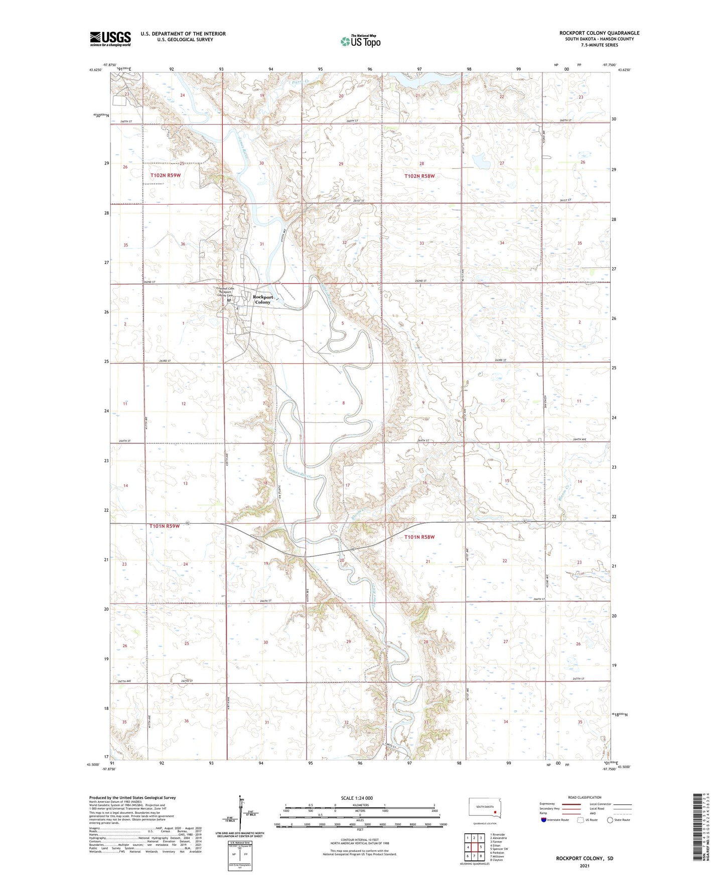 Rockport Colony South Dakota US Topo Map Image