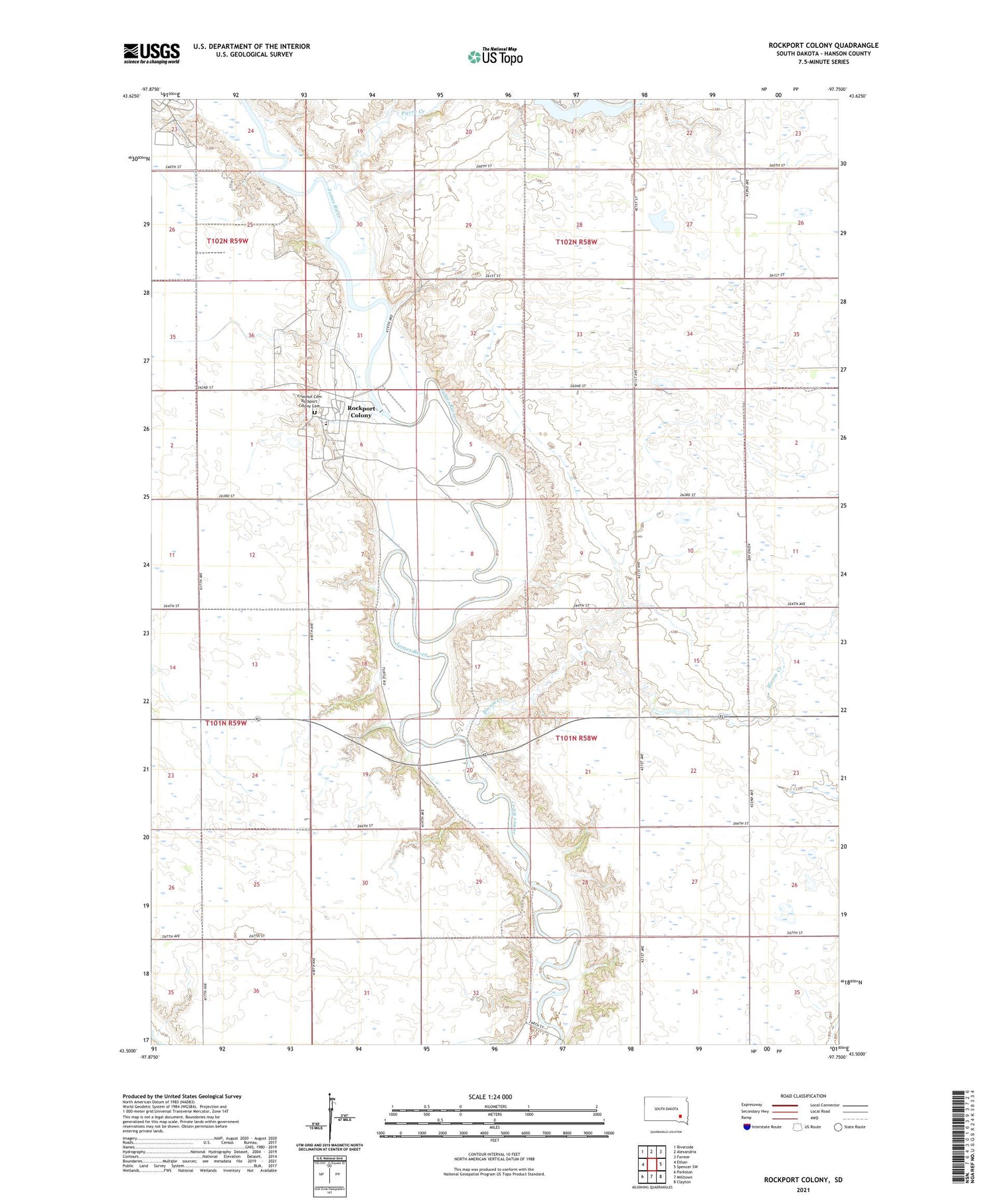 Rockport Colony South Dakota US Topo Map Image