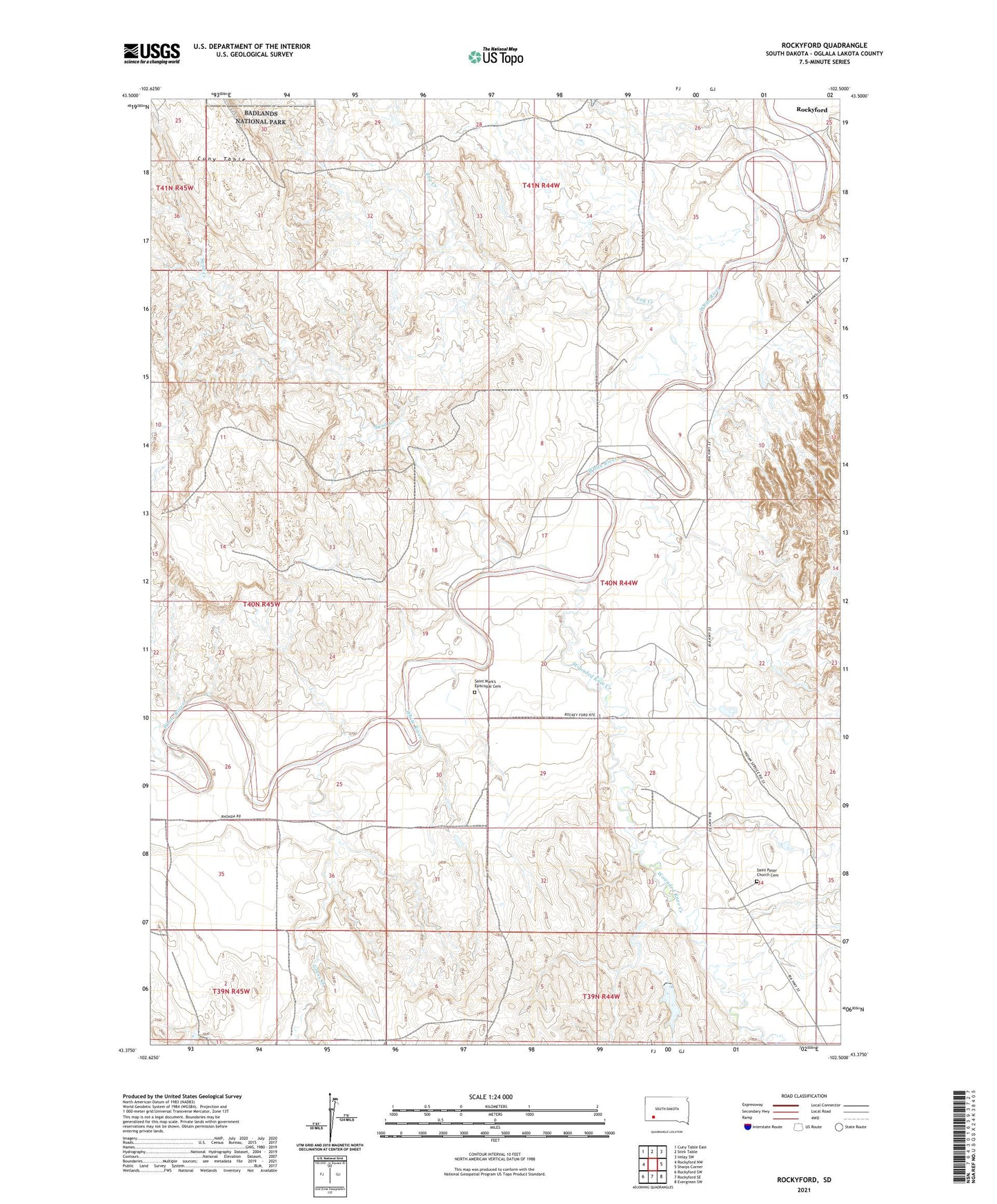 Rockyford South Dakota US Topo Map Image