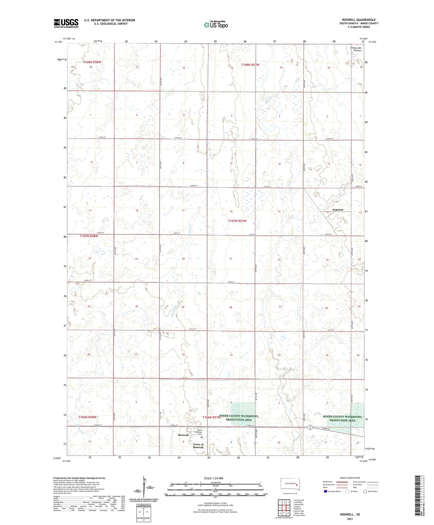 Roswell South Dakota US Topo Map Image