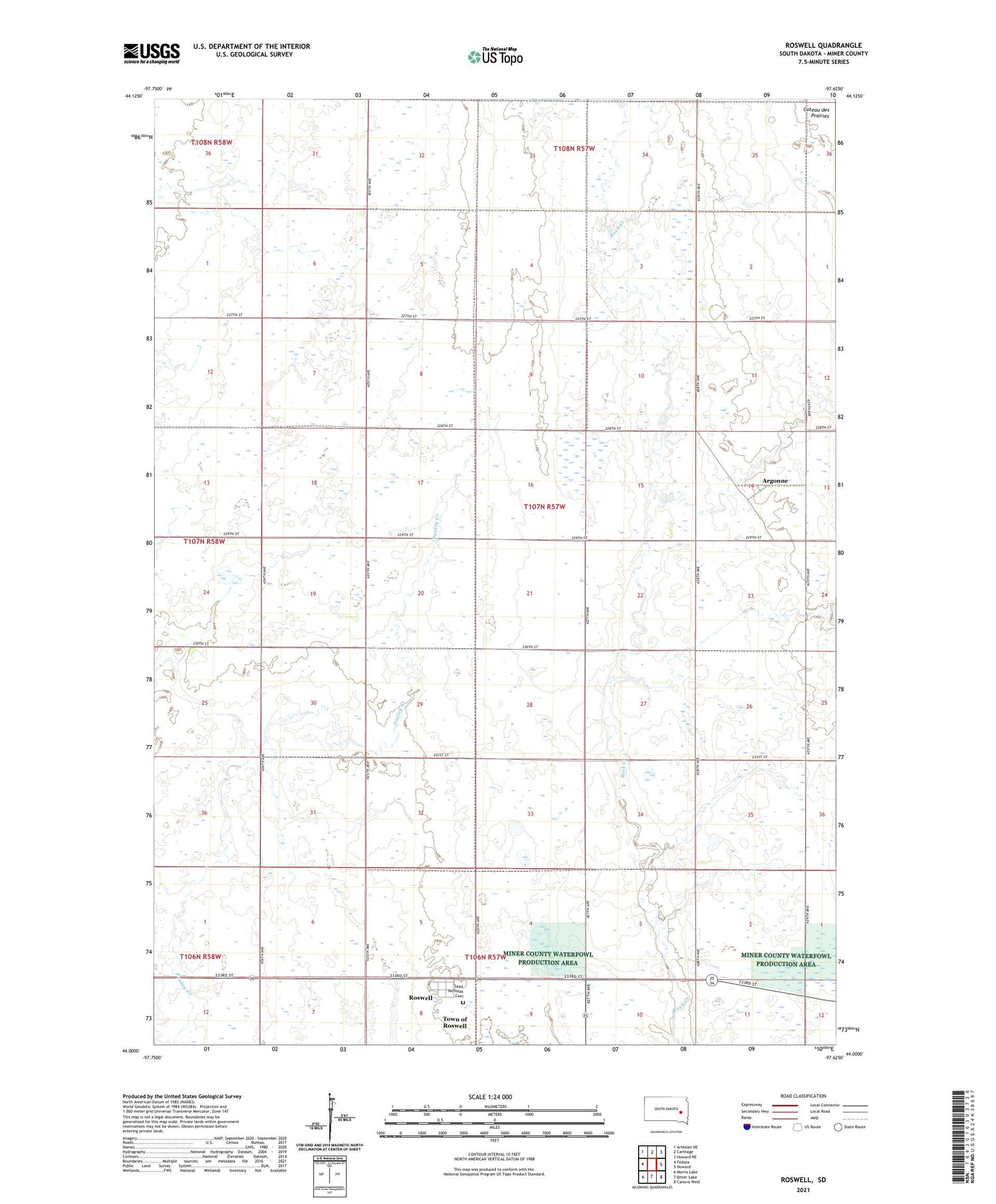 Roswell South Dakota US Topo Map Image