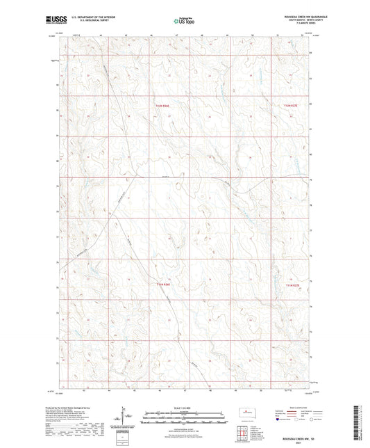 Rousseau Creek NW South Dakota US Topo Map Image
