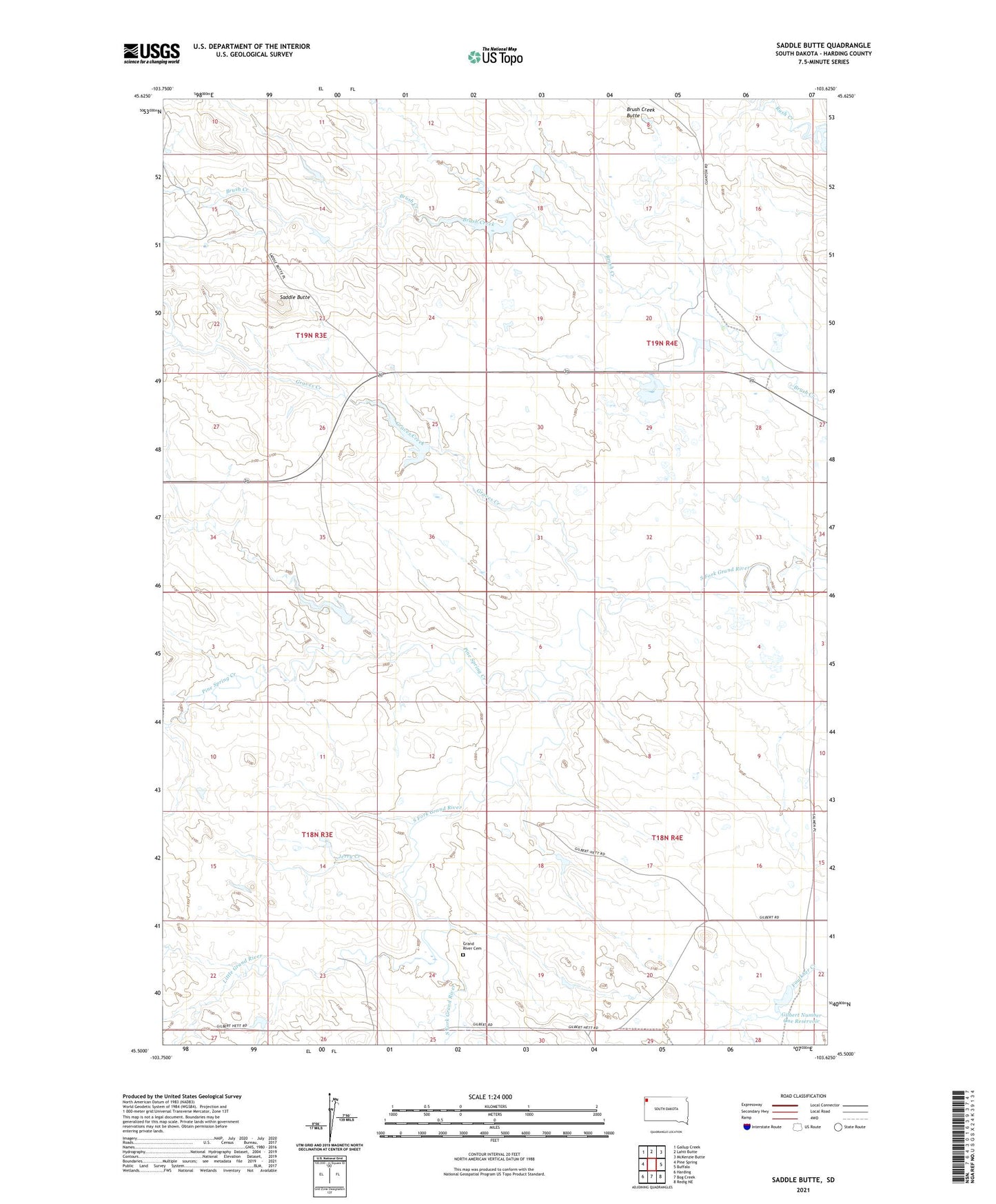 Saddle Butte South Dakota US Topo Map Image