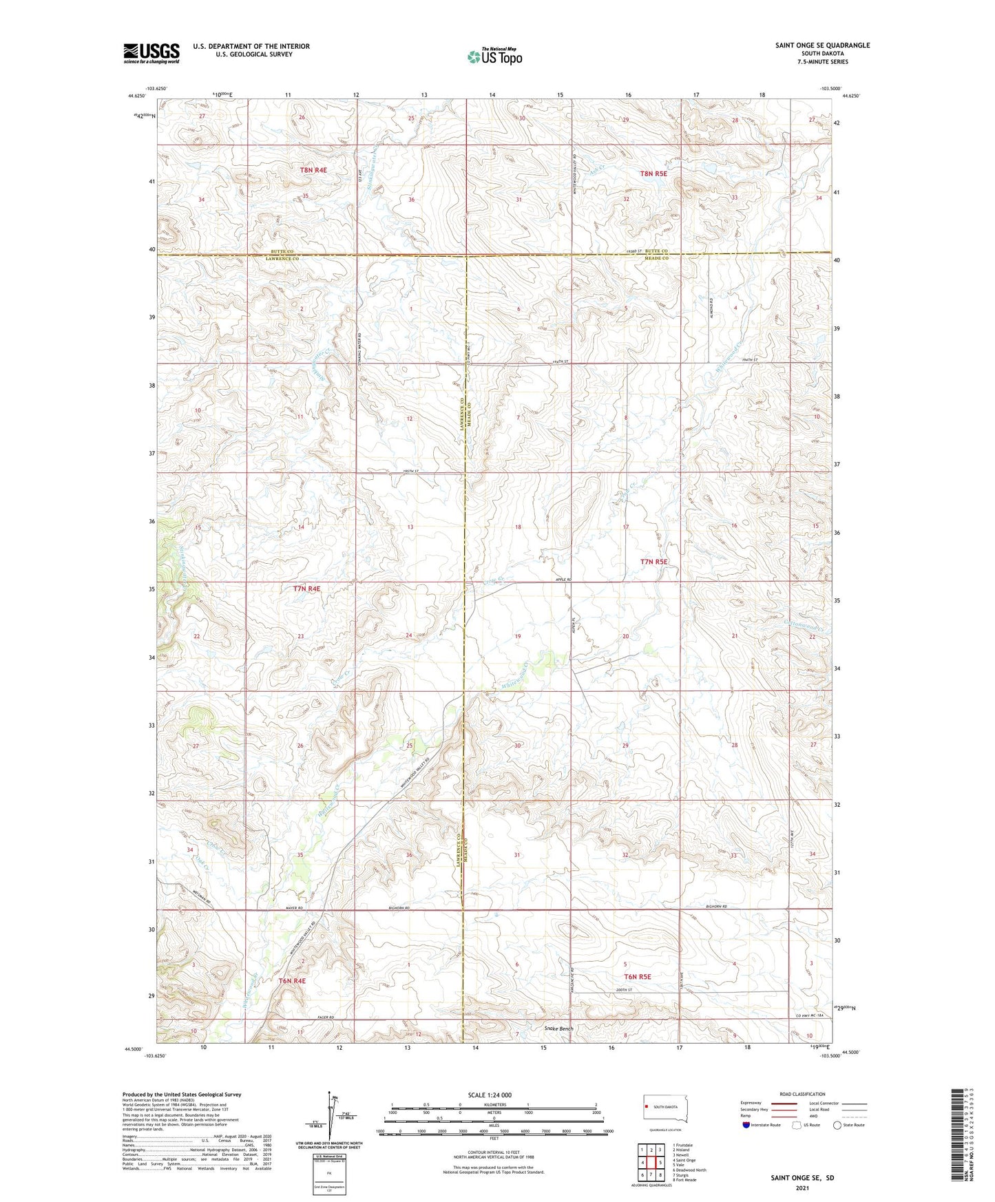 Saint Onge SE South Dakota US Topo Map Image