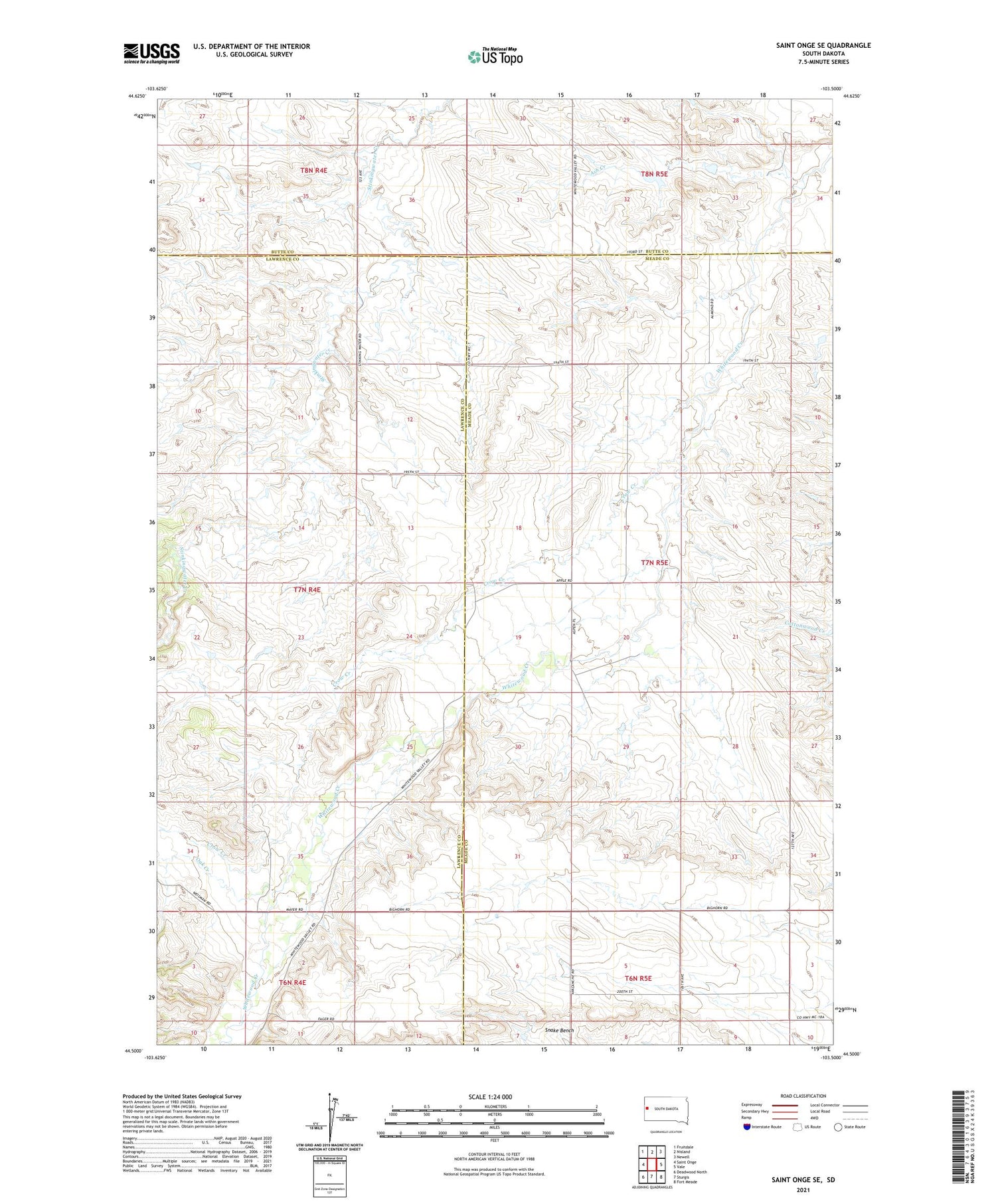 Saint Onge SE South Dakota US Topo Map Image