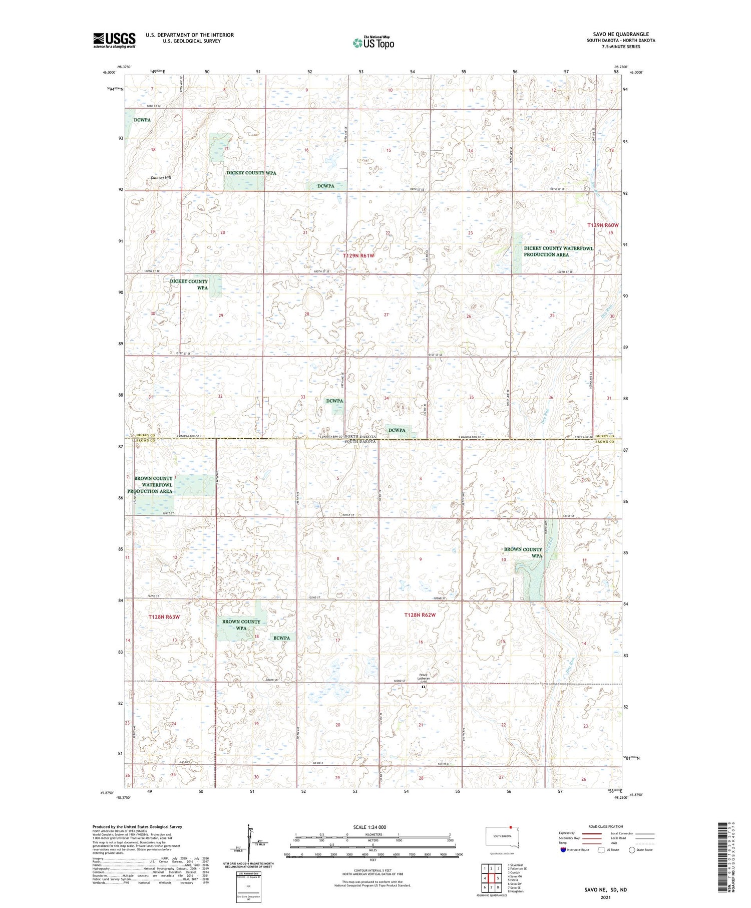 Savo NE South Dakota US Topo Map Image