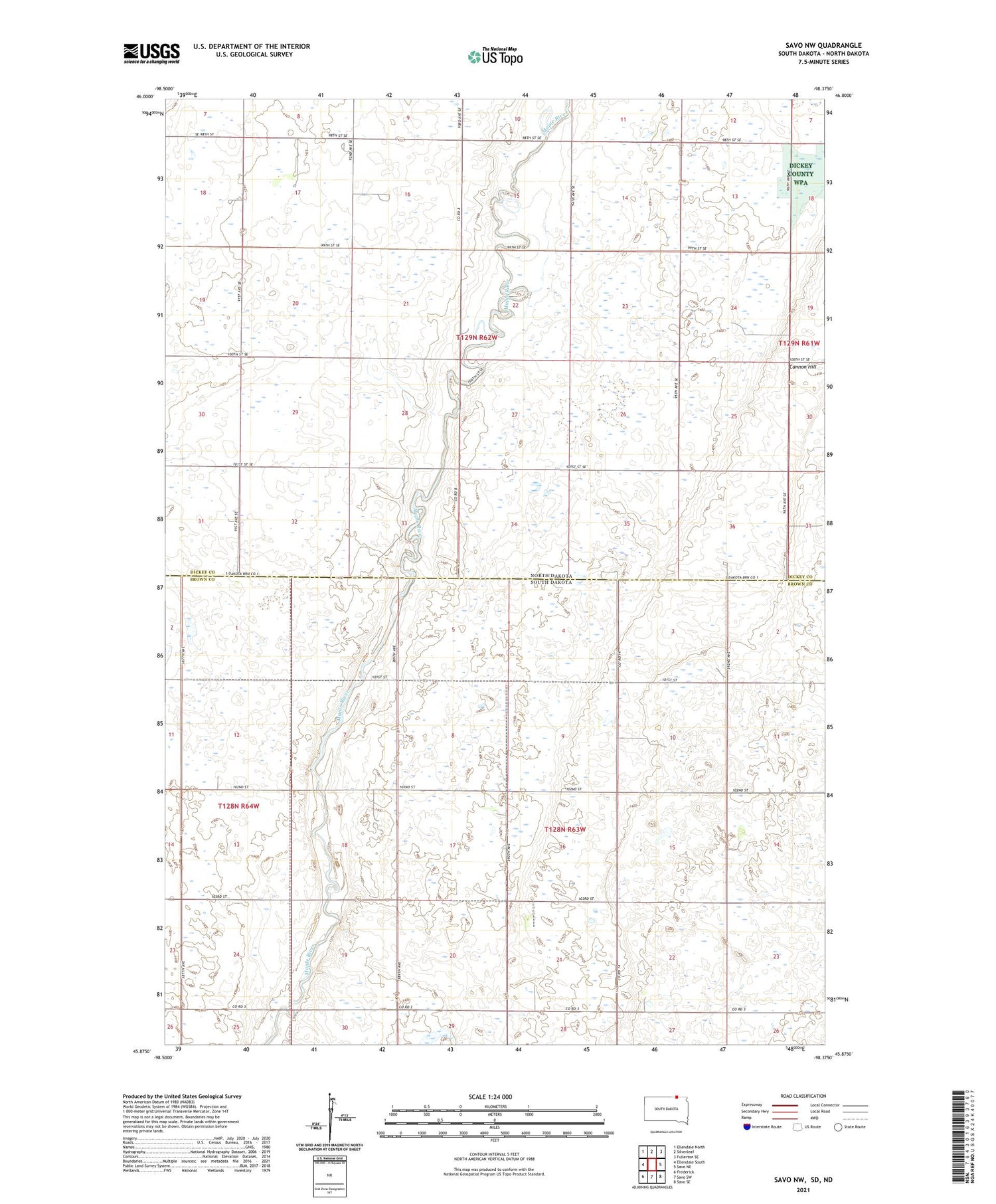 Savo NW South Dakota US Topo Map Image