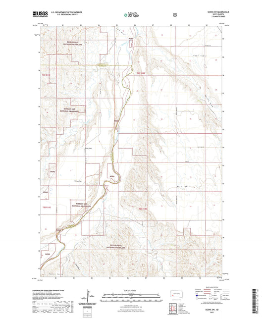 Scenic SW South Dakota US Topo Map Image