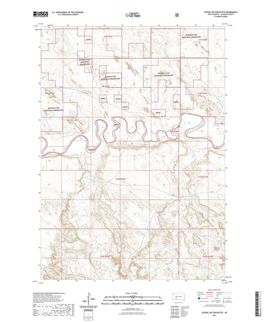 School Section Butte South Dakota US Topo Map Image