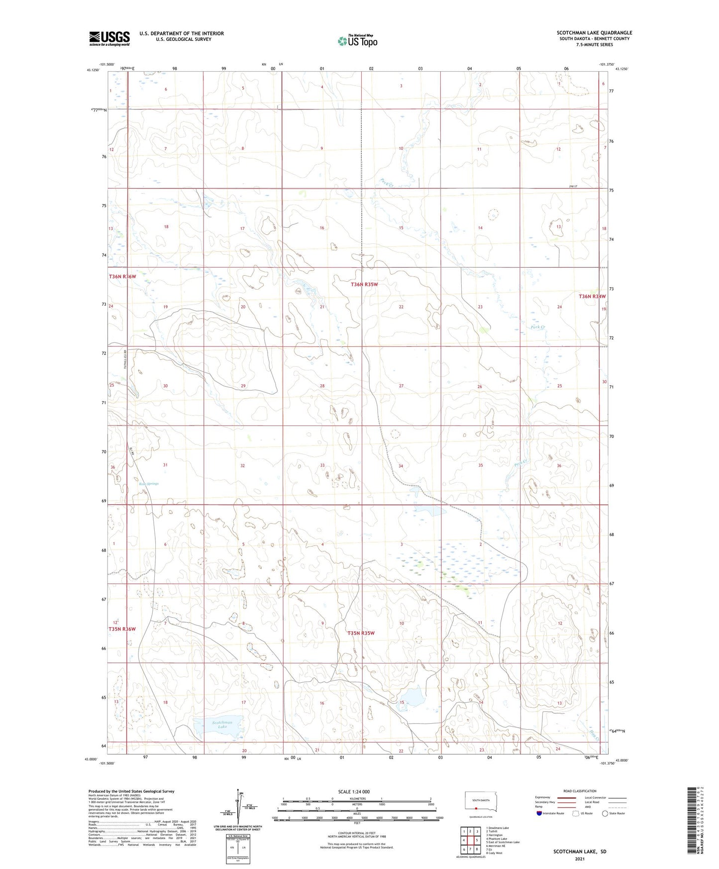 Scotchman Lake South Dakota US Topo Map Image