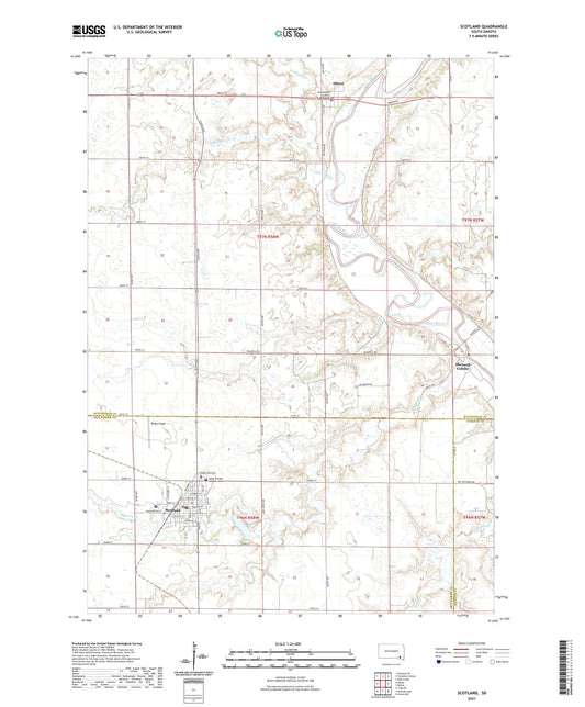 Scotland South Dakota US Topo Map Image