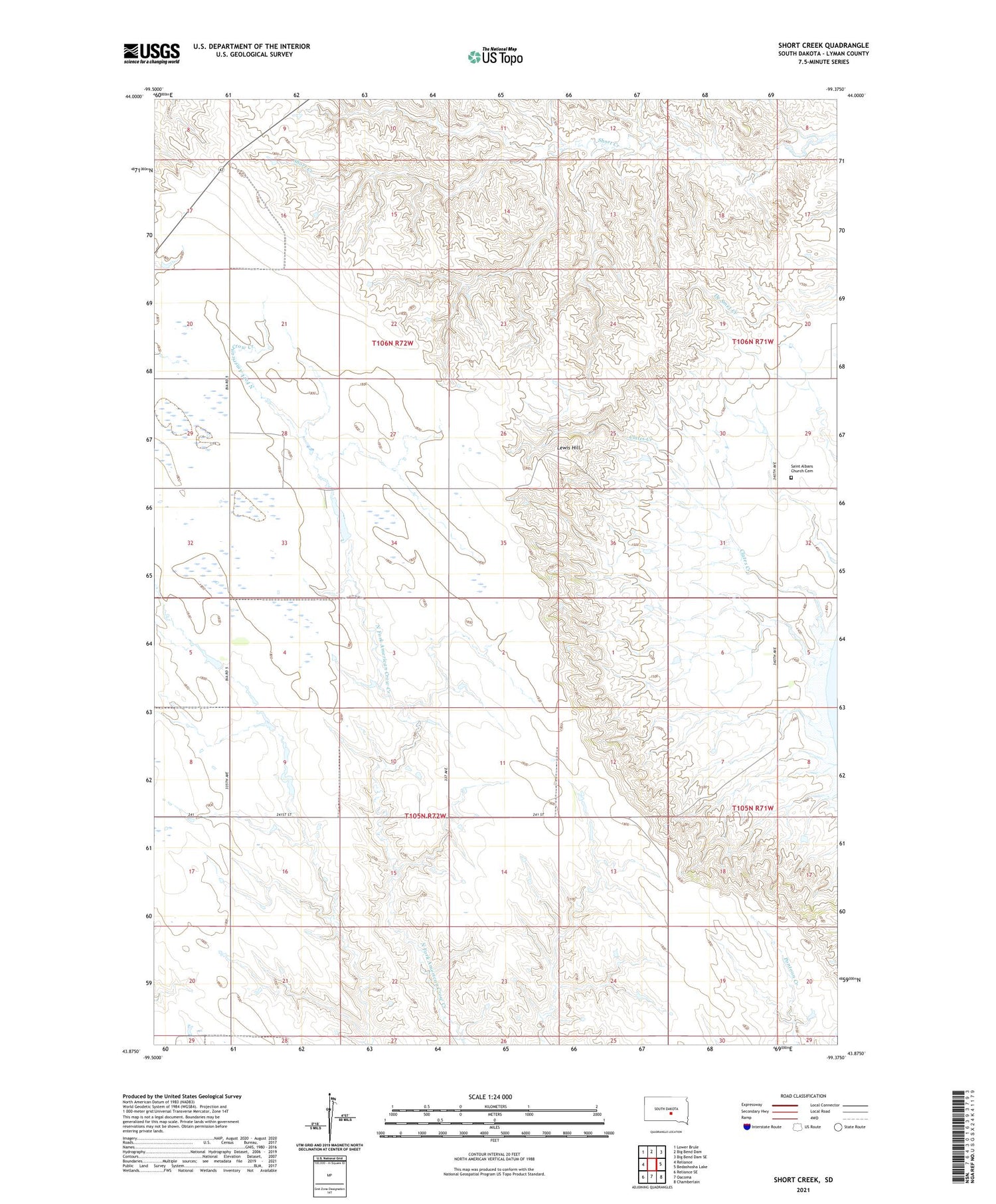 Short Creek South Dakota US Topo Map Image