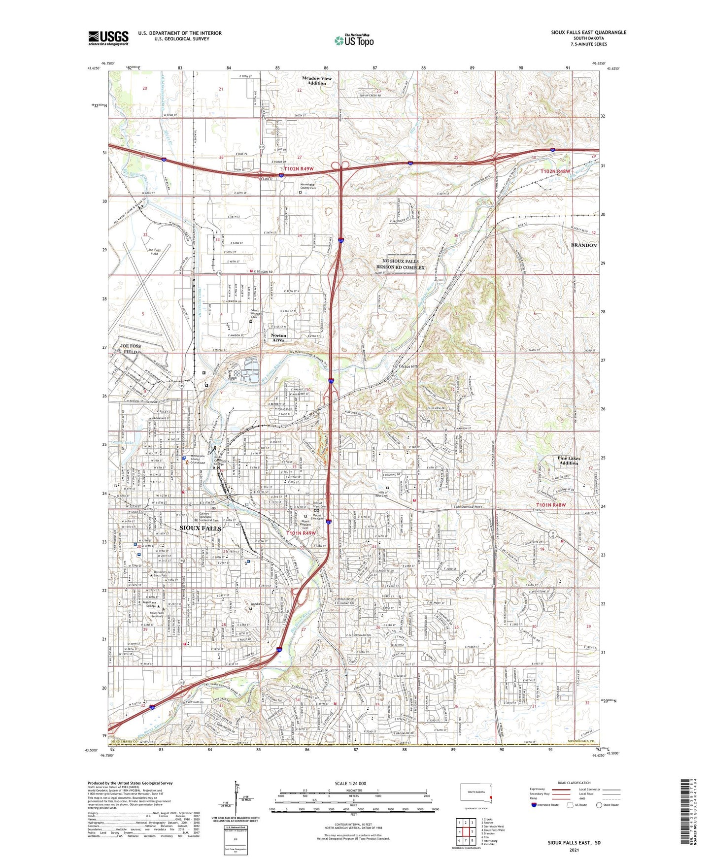 Sioux Falls East South Dakota US Topo Map Image