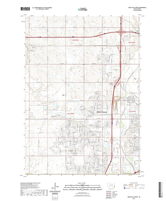 Sioux Falls West South Dakota US Topo Map Image