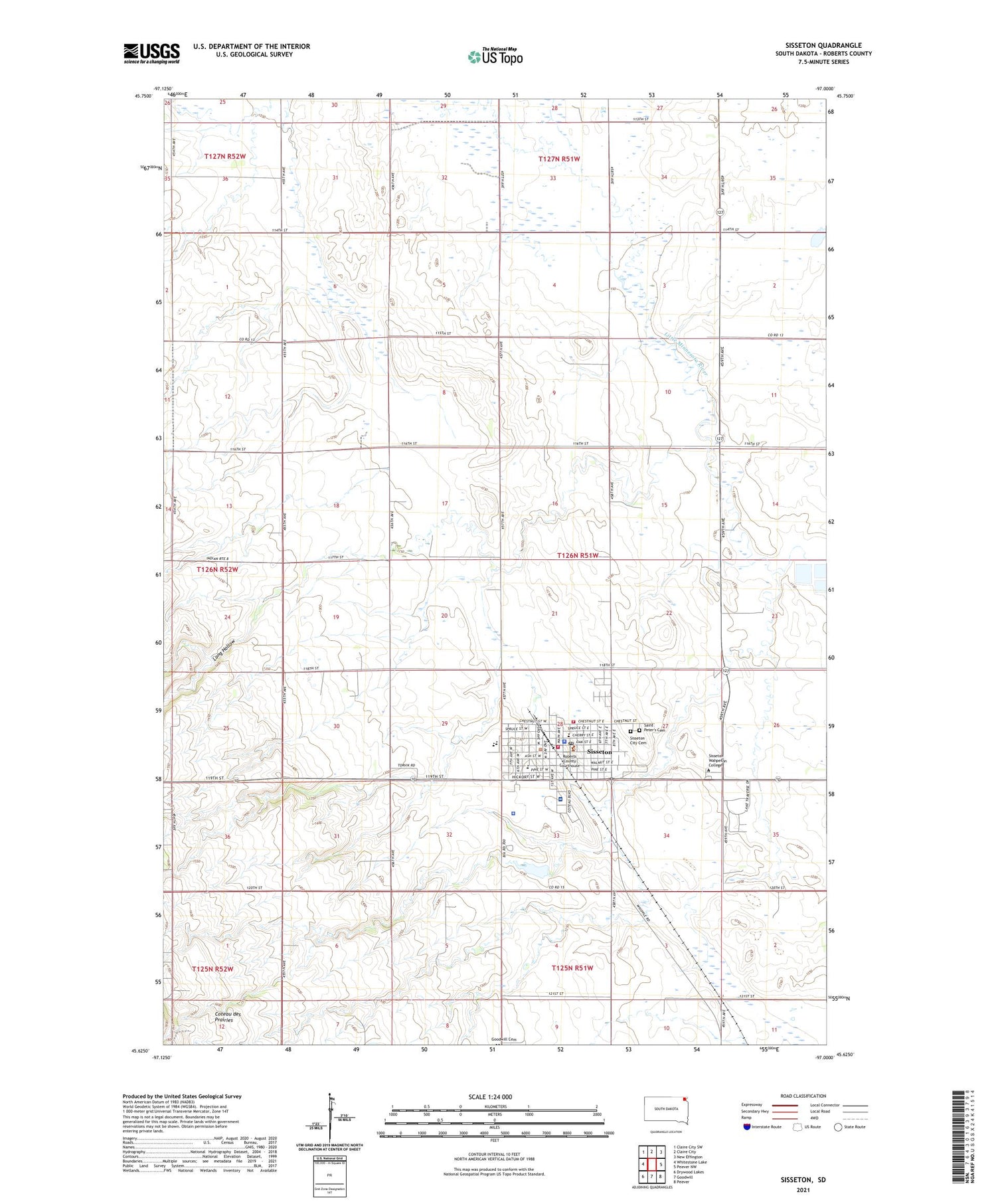 Sisseton South Dakota US Topo Map Image