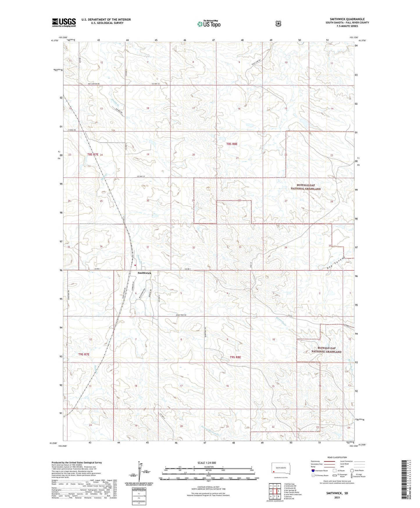 Smithwick South Dakota US Topo Map Image