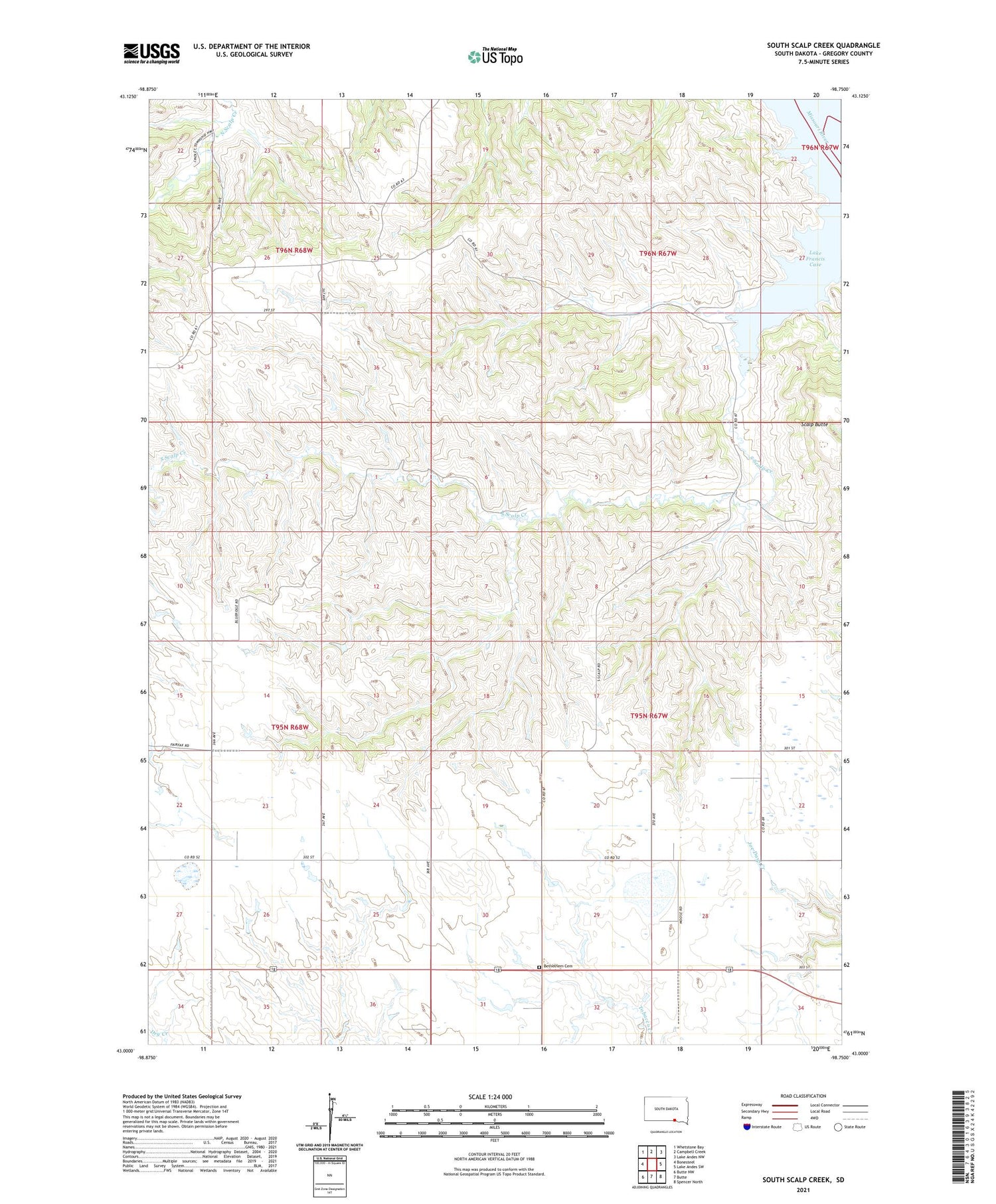 South Scalp Creek South Dakota US Topo Map Image