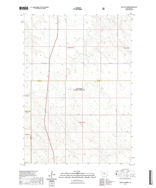 South of Pierre South Dakota US Topo Map Image