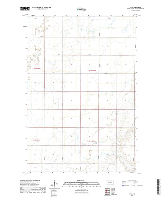 Spain South Dakota US Topo Map Image