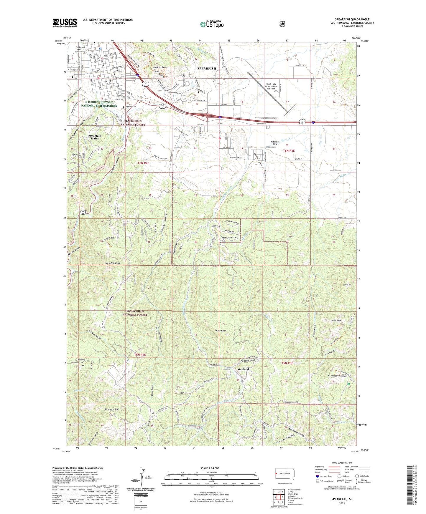 Spearfish South Dakota US Topo Map Image
