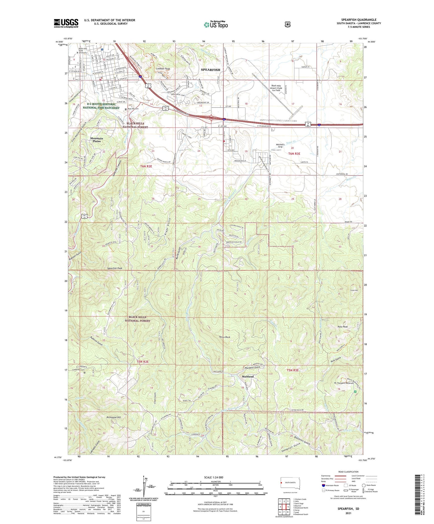 Spearfish South Dakota US Topo Map Image