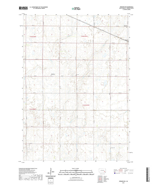 Spencer SW South Dakota US Topo Map Image
