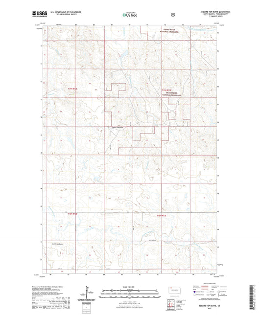 Square Top Butte South Dakota US Topo Map Image