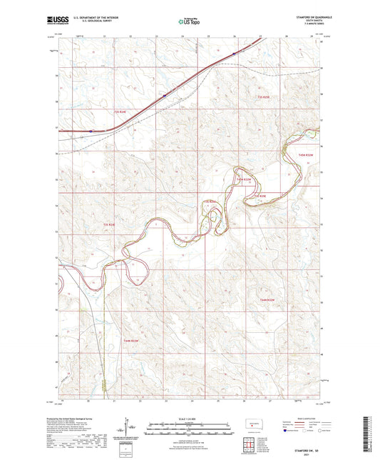 Stamford SW South Dakota US Topo Map Image