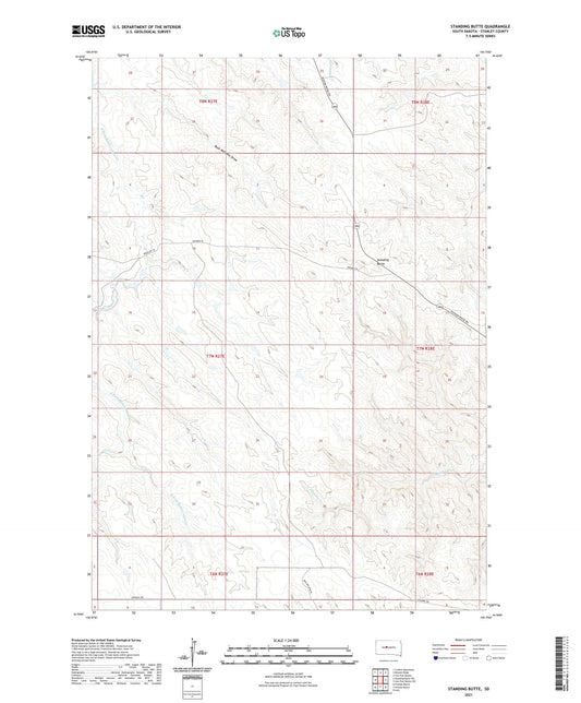 Standing Butte South Dakota US Topo Map Image