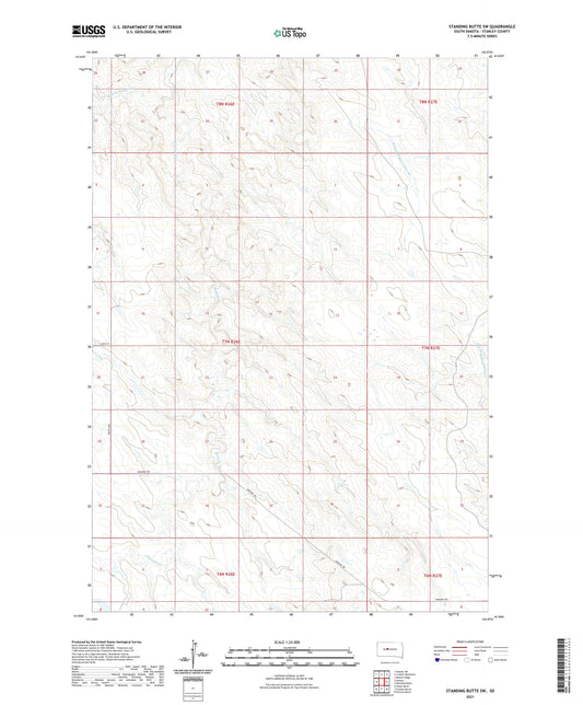 Standing Butte SW South Dakota US Topo Map Image