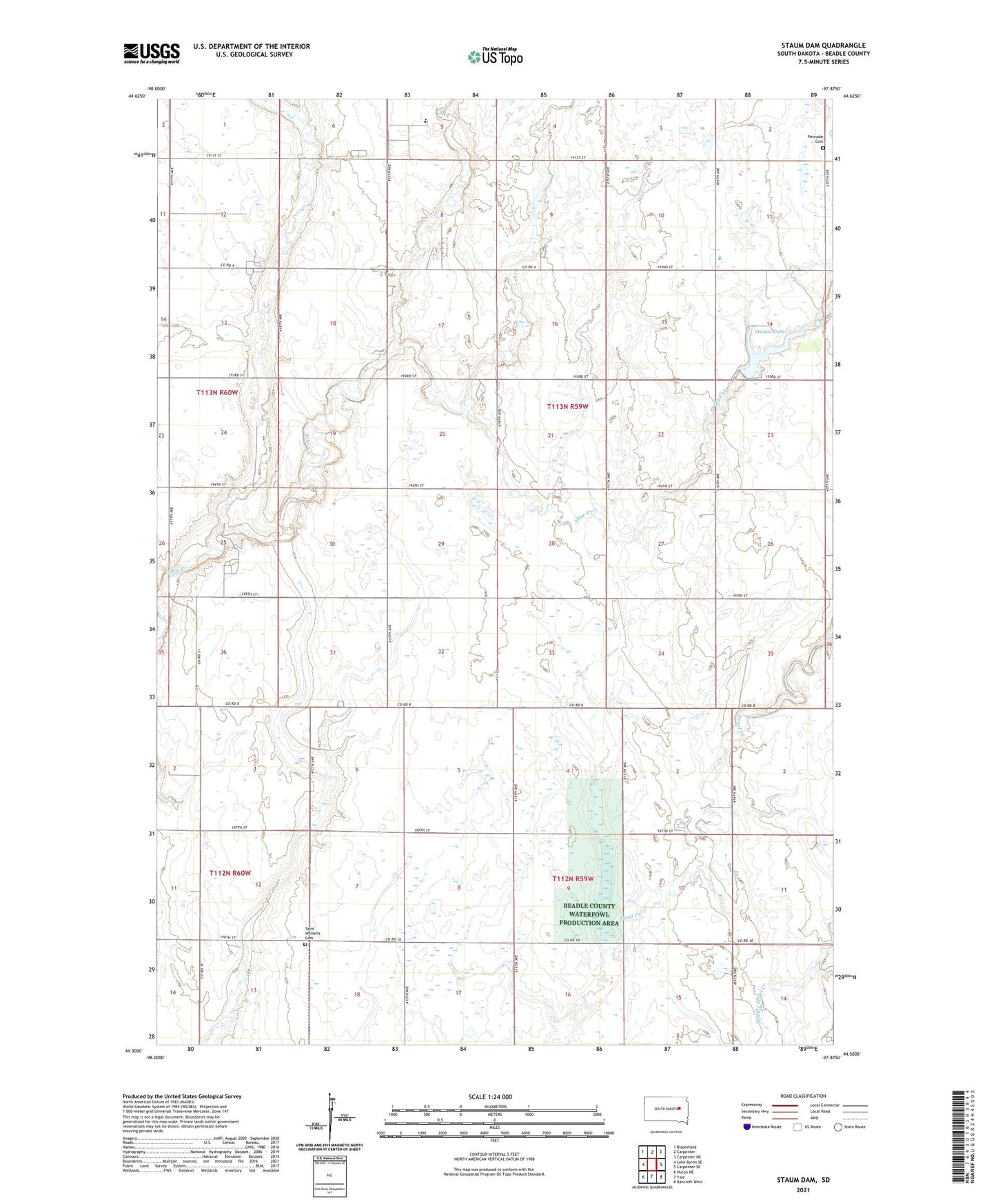 Staum Dam South Dakota US Topo Map Image